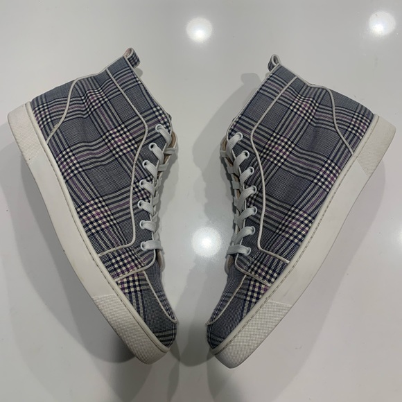 Christian louboutin Louis rantus high top sneaker plaid size 46 - Picture 1 of 8